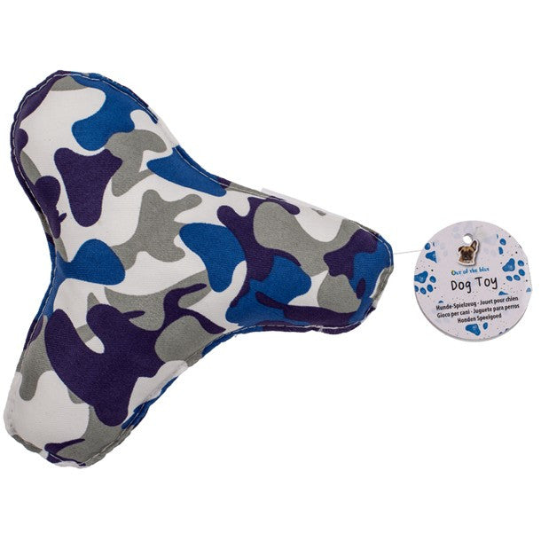 Jouet à mâcher boomerang camouflage pour chien avec couinement