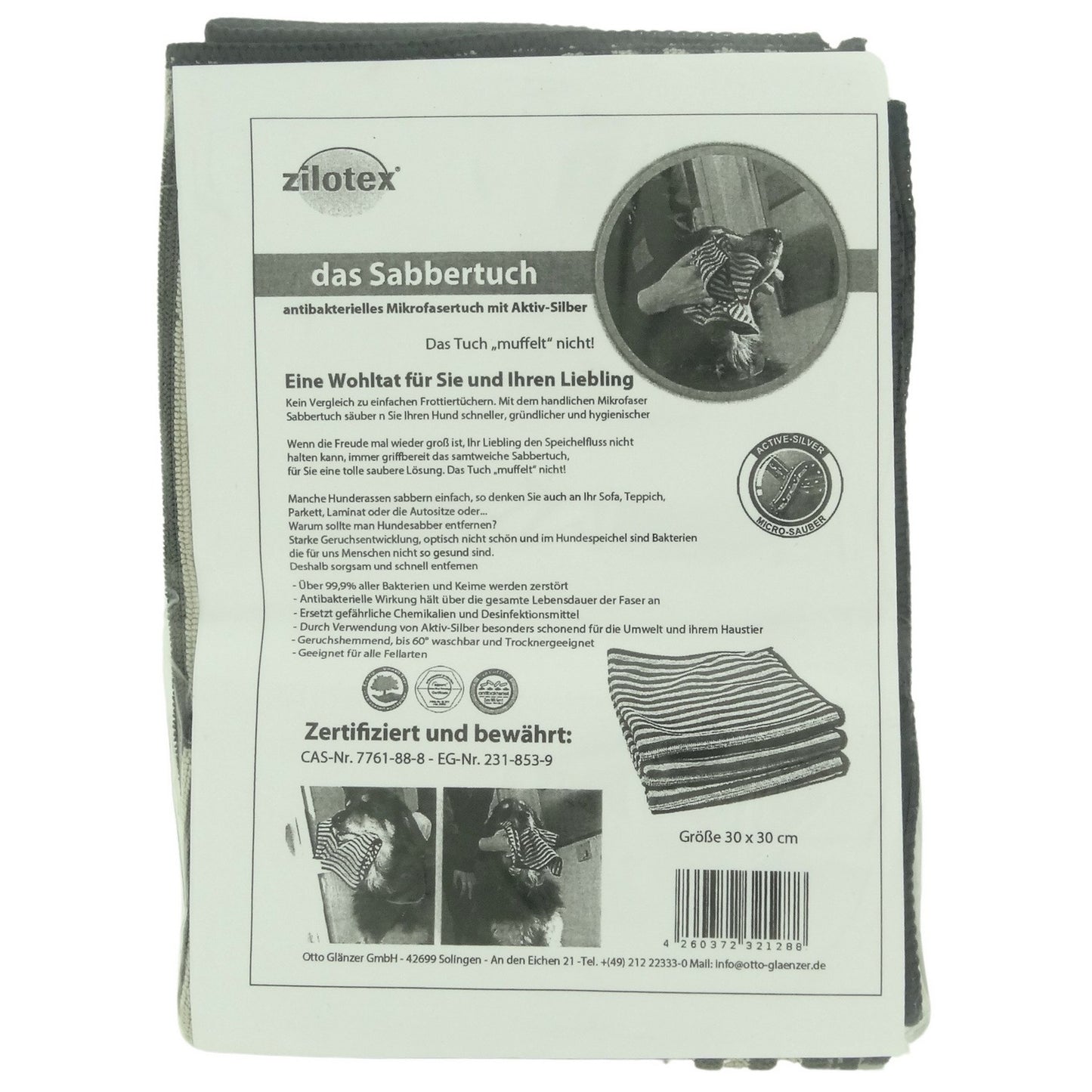 Lingette microfibre anti-bave pour chien, lot de 3, technologie argent actif