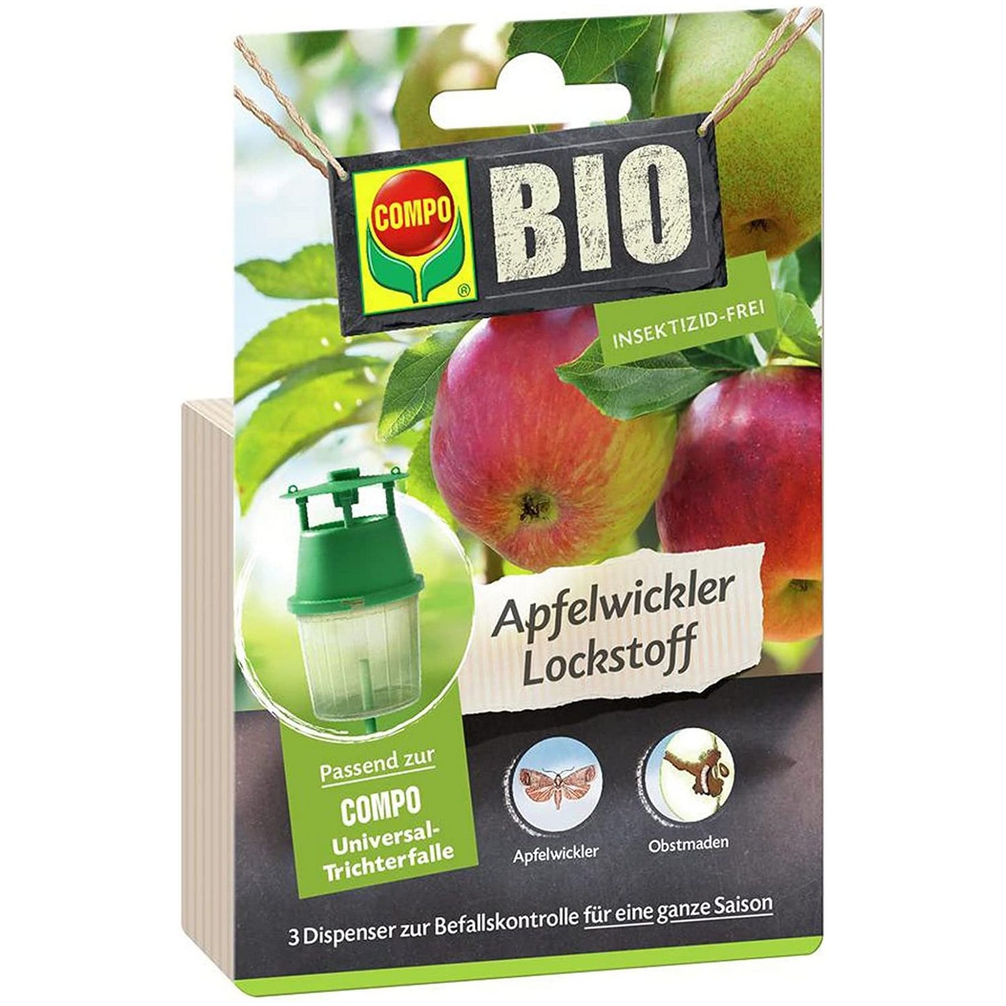 Leurre phéromone COMPO BIO contre le carpocapse du pommier, lot de 3 recharges