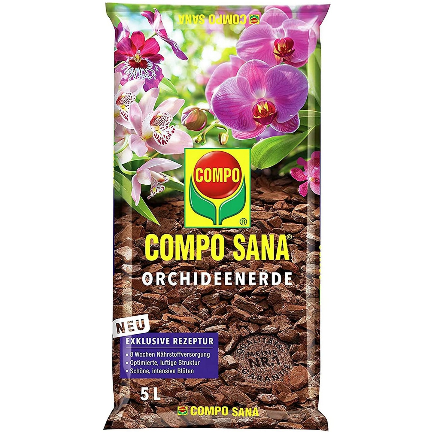 COMPO SANA® Terreau Orchidées – Écorce de Pin Spéciale + Engrais 8 Semaines (5 L)