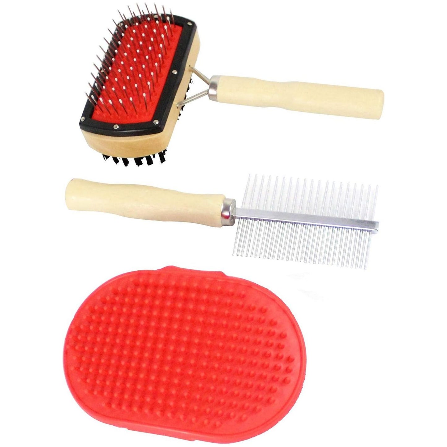 Kit de toilettage 3 en 1 pour chien et chat - gant brosse, brosse et peigne