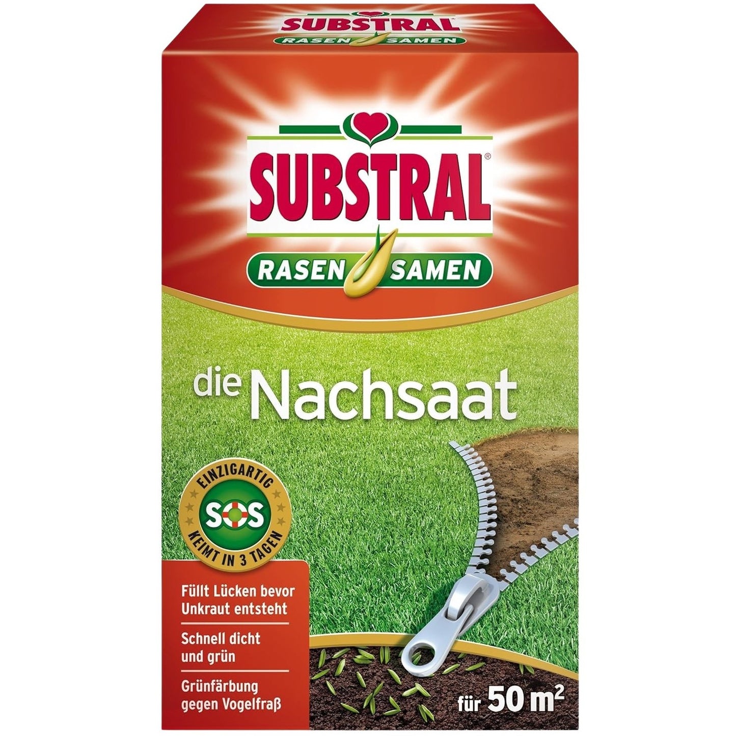 SUBSTRAL® Semences de Gazon Sur-Semis & Réparation – Comble les Trous Rapidement (1 kg / 50 m²)
