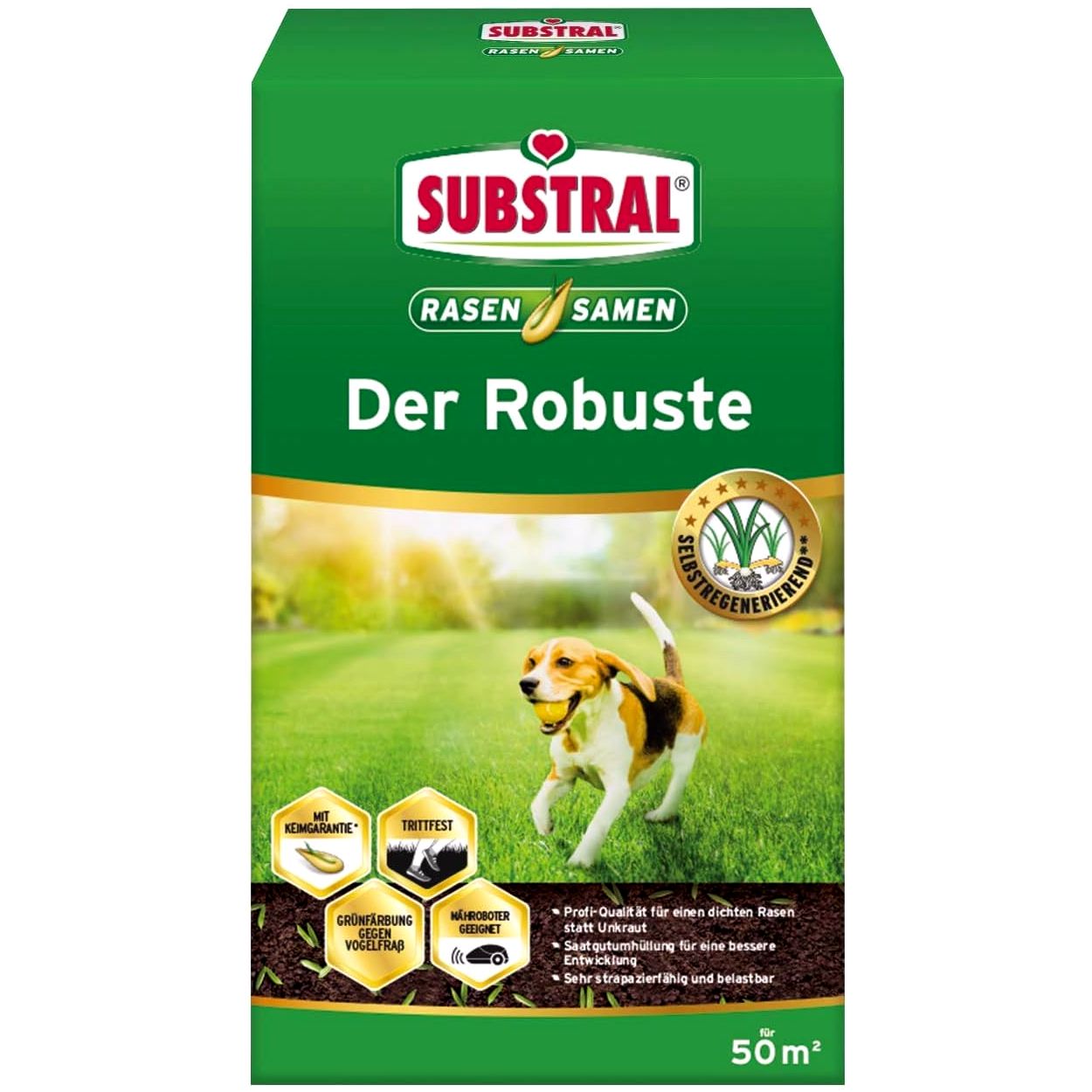 SUBSTRAL® Semences de Gazon Zones à Fort Passage – Résistant au Piétinement (1 kg / 50 m²)