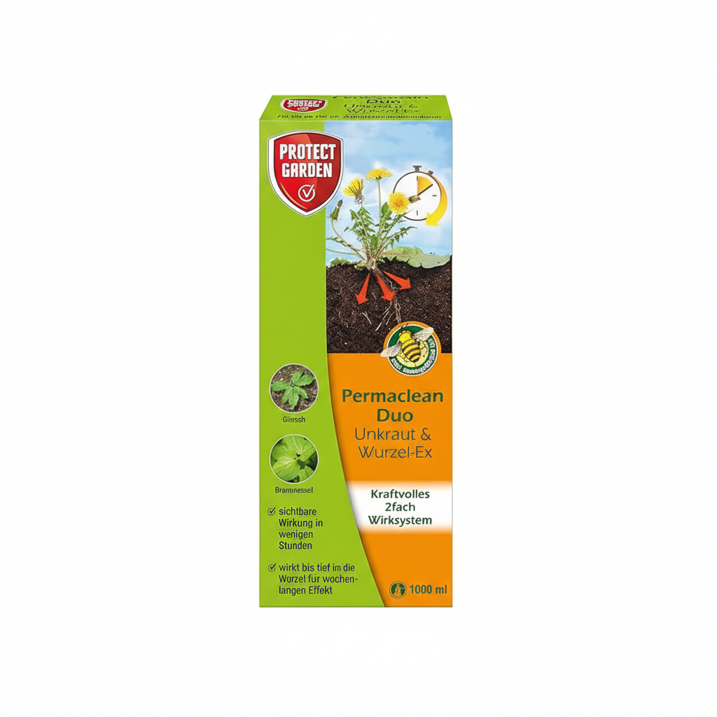 Protect Garden Permaclean Duo Désherbant Total Herbicide Contre Mauvaise Herbe Jardin Gazon Racine 1L
