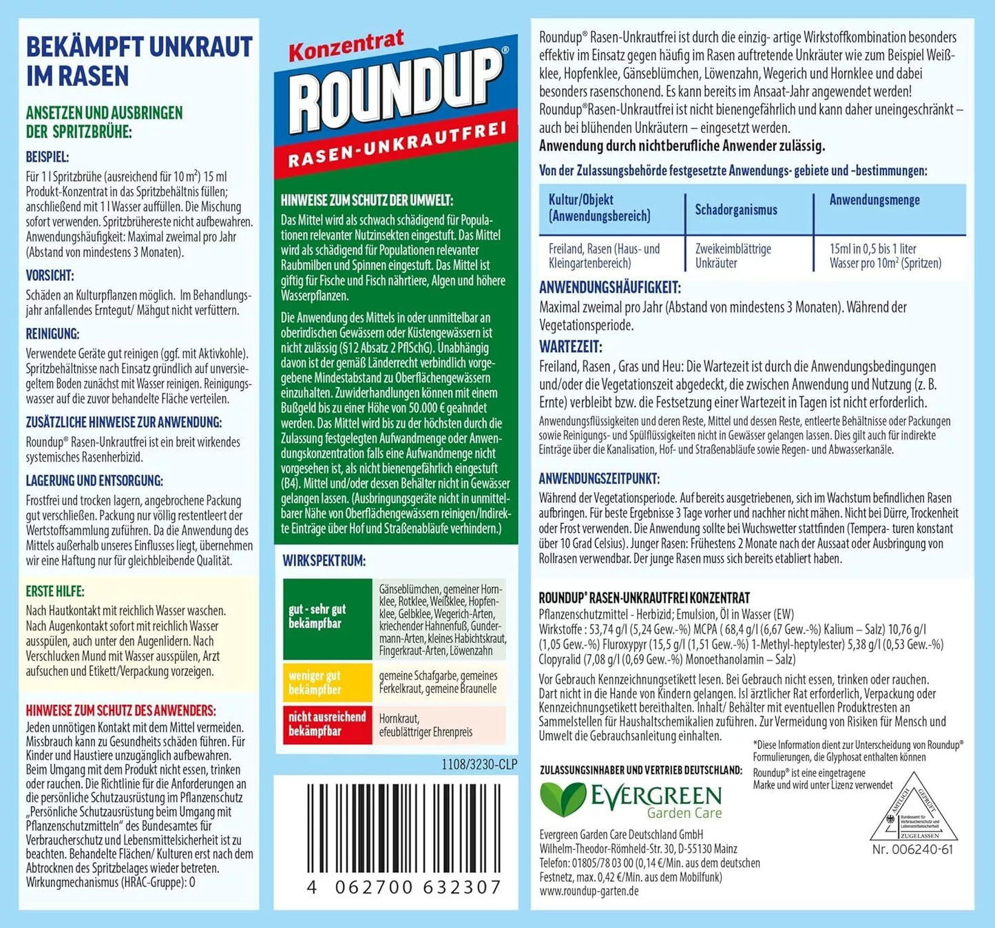 ROUNDUP Désherbant sélectif efficace pour jardin, herbicide gazon et pelouse 500 ml ''Sans Glyphosate''
