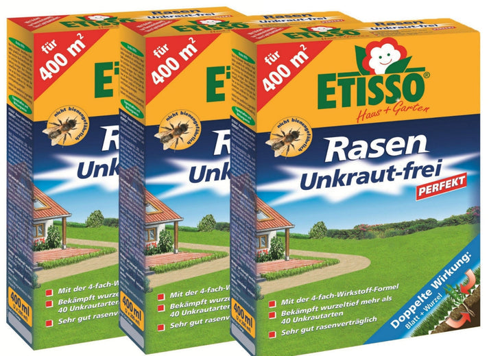ETISSO Désherbant sélectif pour Pelouse PARFAITE (3X400 ml pour traiter 1200m²)