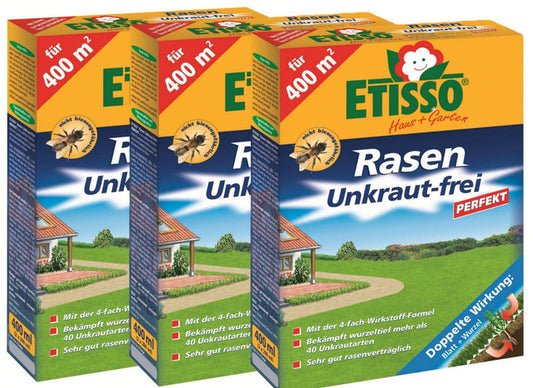 ETISSO Désherbant sélectif pour Pelouse PARFAITE (3X400 ml pour traiter 1200m²)
