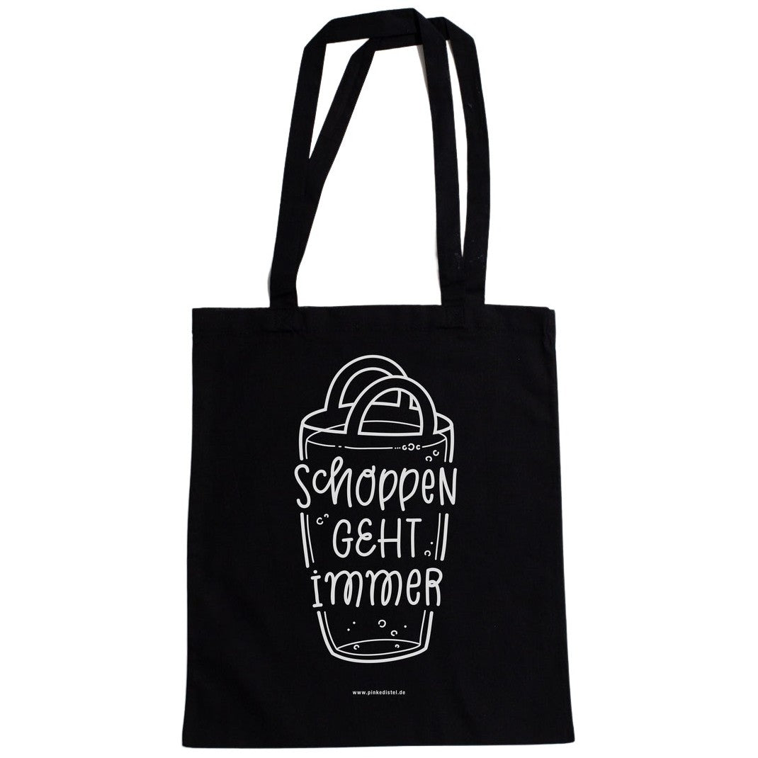 Tote Bag en Jute 'S(c)hoppen geht immer' - Noir