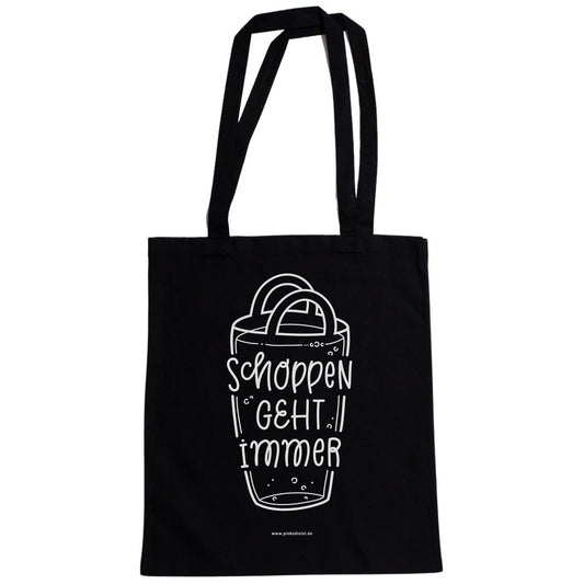 Tote Bag en Jute 'S(c)hoppen geht immer' - Noir