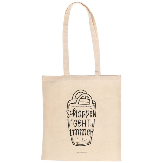 Tote Bag en Jute 'S(c)hoppen geht immer' - Écru
