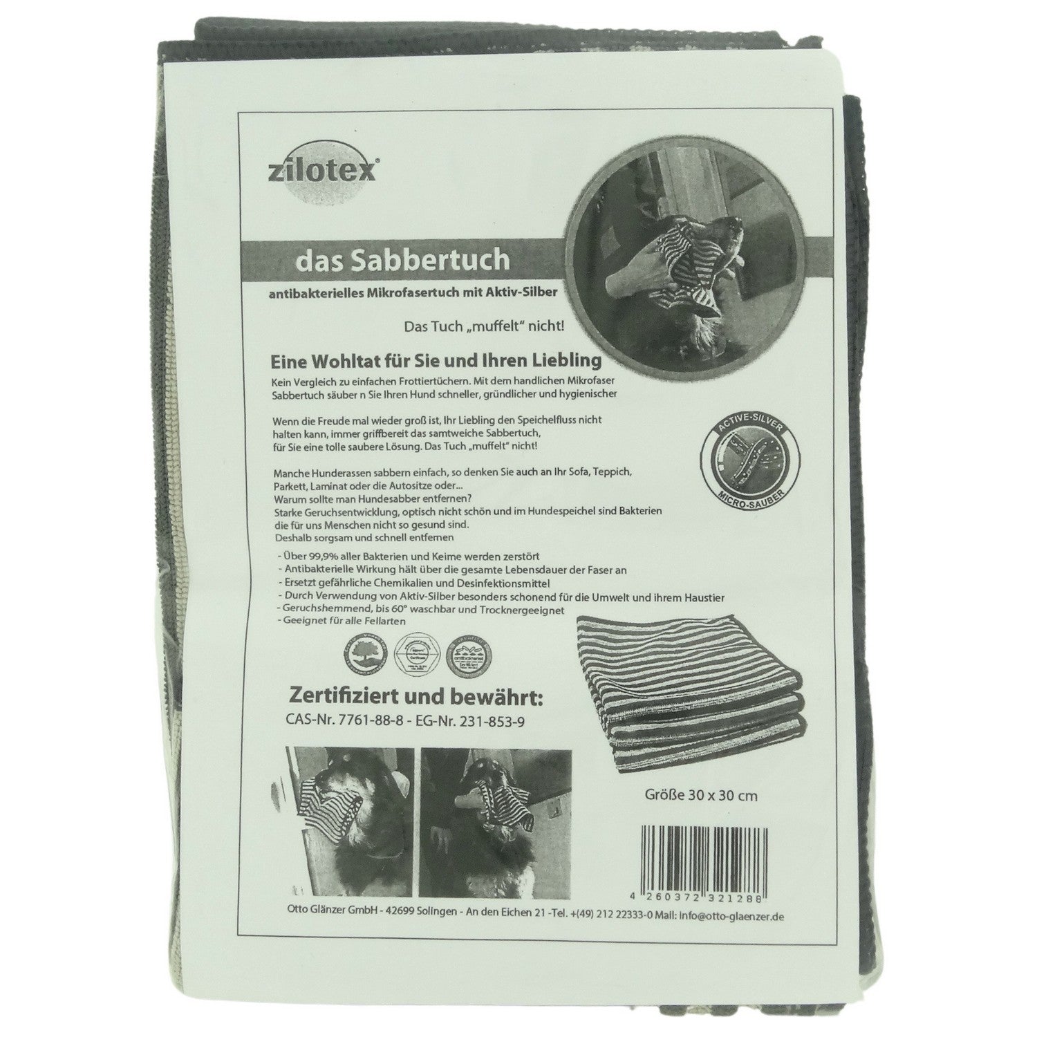 Lingette microfibre anti-bave pour chien, lot de 3, technologie argent actif
