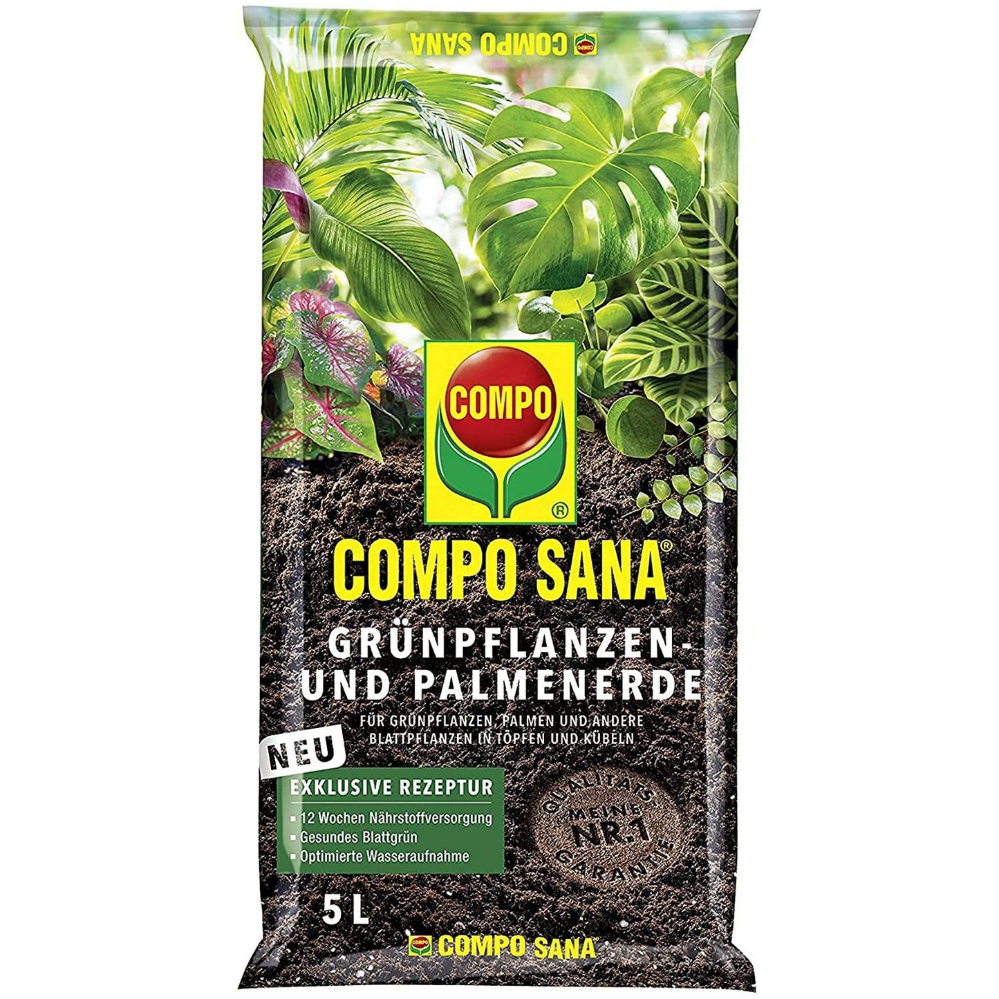 Terreau plantes vertes et palmiers COMPO SANA nutrition longue durée 5 litres