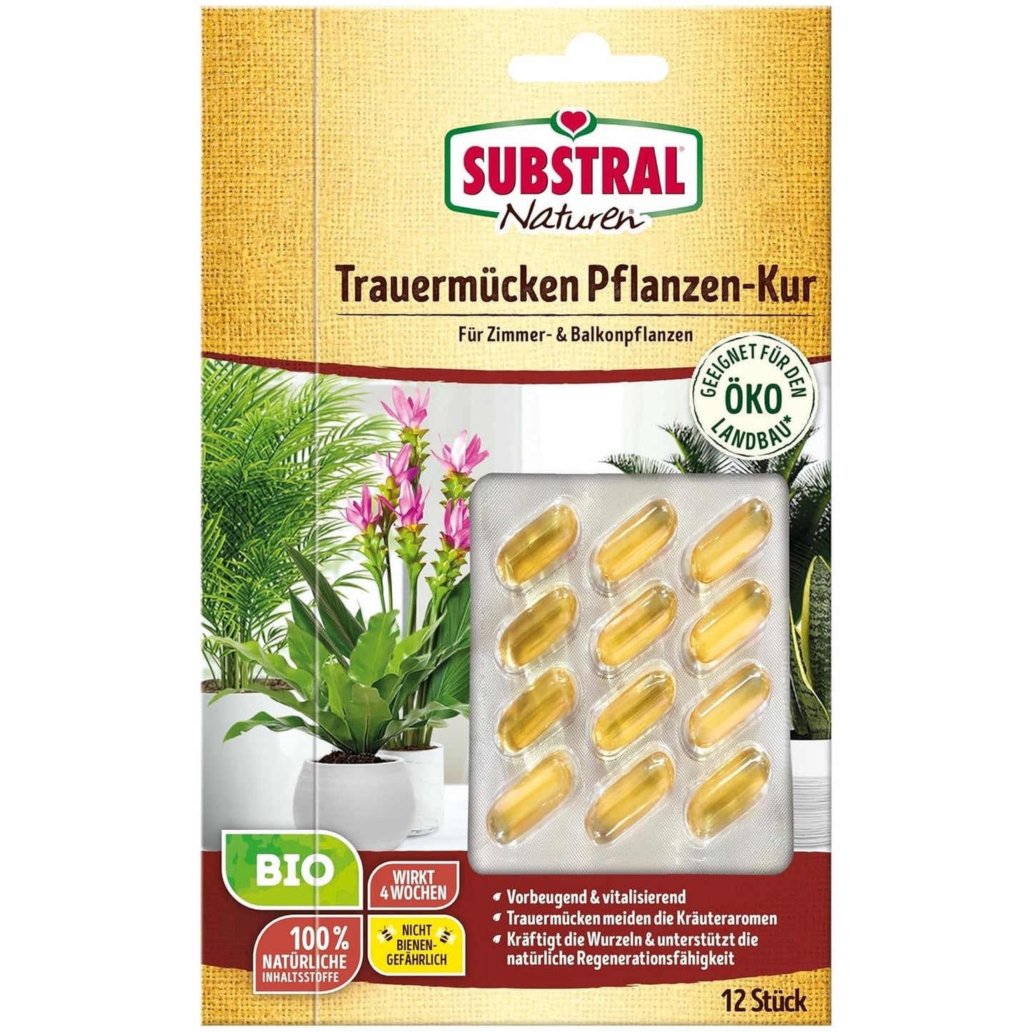 Cure Naturen anti-moucherons du terreau pour plantes d'intérieur, 12 dosettes de 1 ml