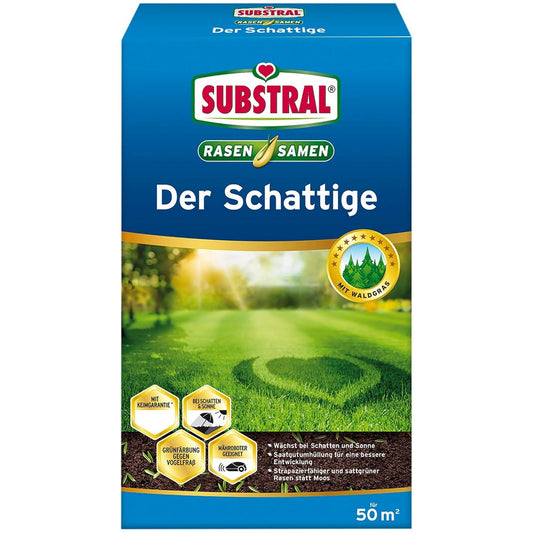 SUBSTRAL® Semences de Gazon Zones Ombragées – Spécial Emplacements à l'Ombre (1 kg / 50 m²)