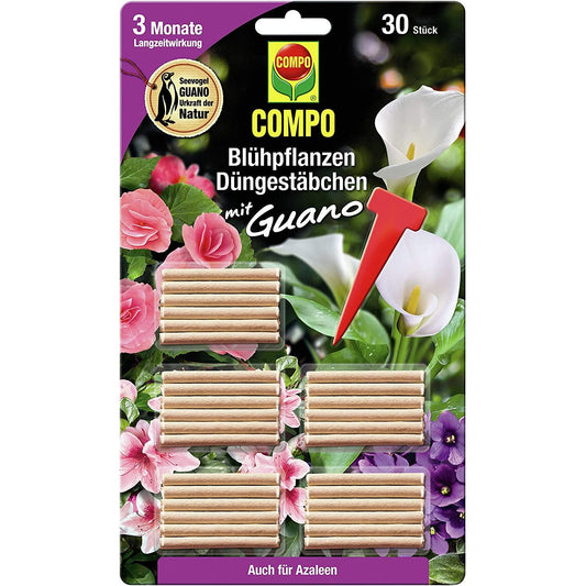 COMPO Bâtonnets d'Engrais au Guano pour Plantes à Fleurs (30 bâtonnets)