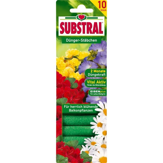 SUBSTRAL® Bâtonnets d'Engrais pour Plantes de Balcon (10 bâtonnets)