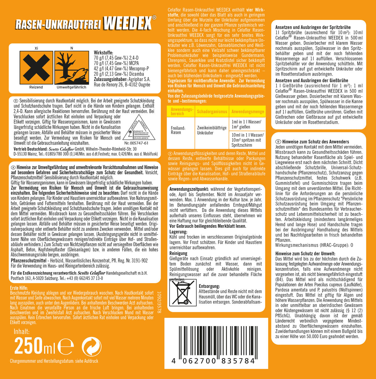 CELAFLOR WEEDEX Herbicide Désherbant Sélectif 400 ml
