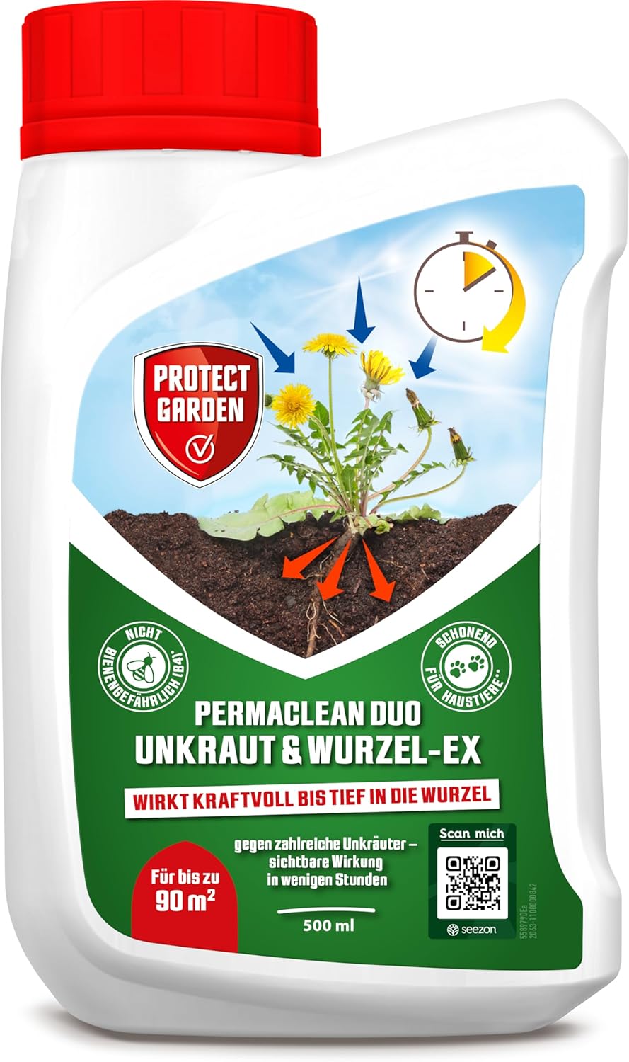 Protect Garden Permaclean Duo Désherbant Total Herbicide Contre Mauvaise Herbe Jardin Gazon Racine 500 mL - Non Sélectif