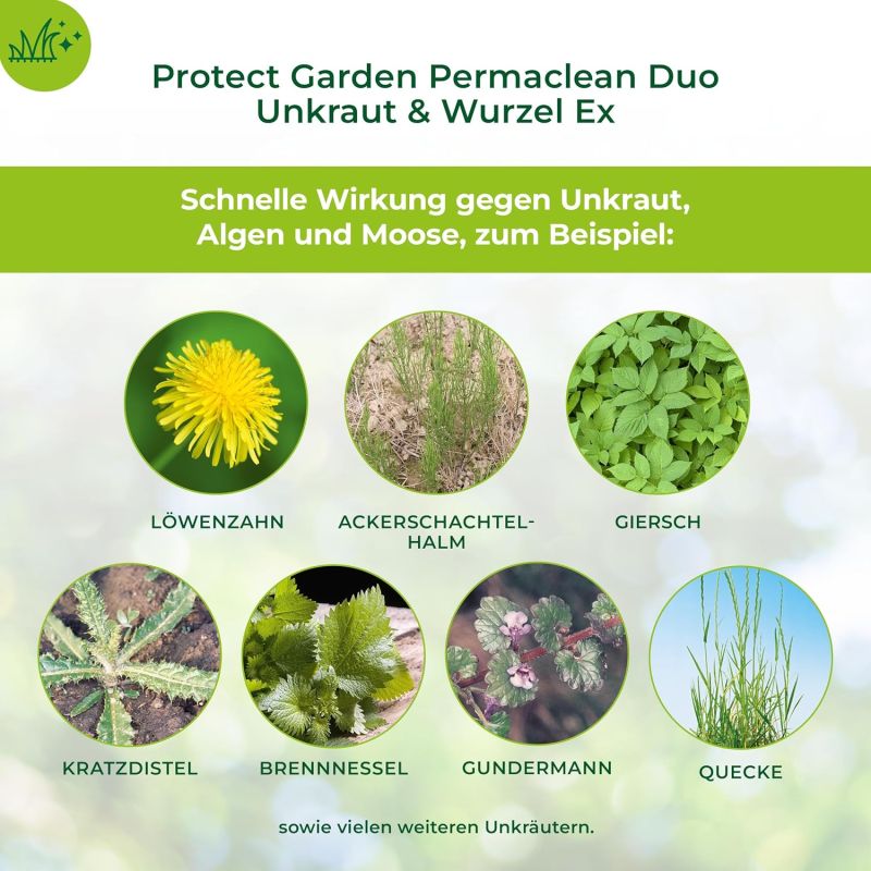 Protect Garden Permaclean Duo Désherbant Total Herbicide Contre Mauvaise Herbe Jardin Gazon Racine 500 mL - Non Sélectif