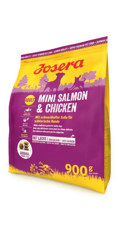 Josera Mini Adulte Saumon et Poulet - Avec une sauce savoureuse pour chiens difficiles 900g
