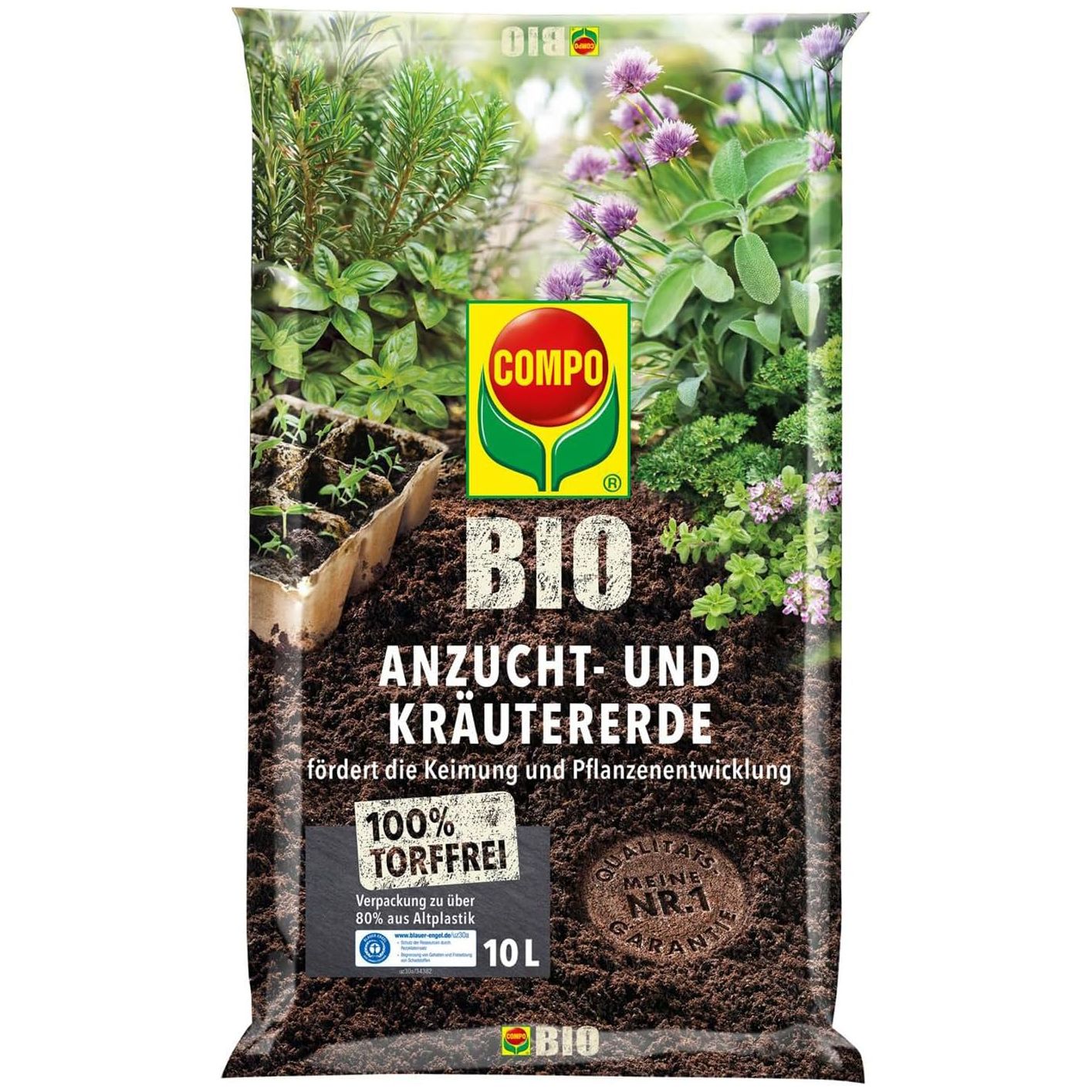 COMPO BIO Terreau Semis & Plantes Aromatiques – Sans Tourbe (10 L)