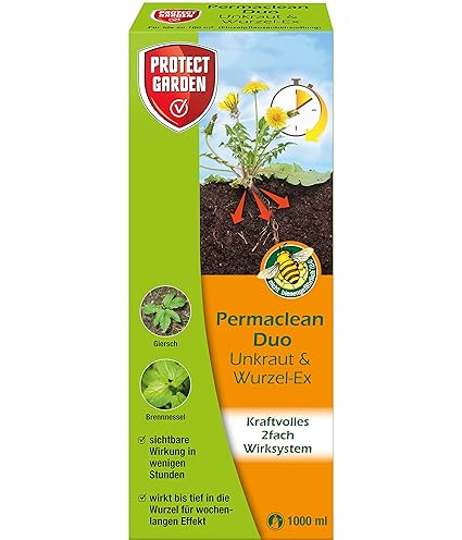 Protect Garden Permaclean Duo Désherbant Total Herbicide Contre Mauvaise Herbe Jardin Gazon Racine 1L