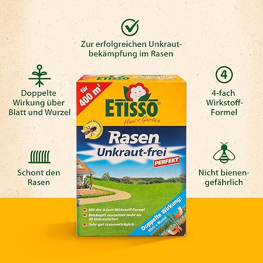 ETISSO Désherbant sélectif pour Pelouse PARFAITE (3X400 ml pour traiter 1200m²)