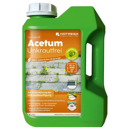 Désherbant Naturel et biodégradable, herbicide total non sélectif base concentrée Acetum - 3 l pour traiter 500 m², sans danger pour les animaux