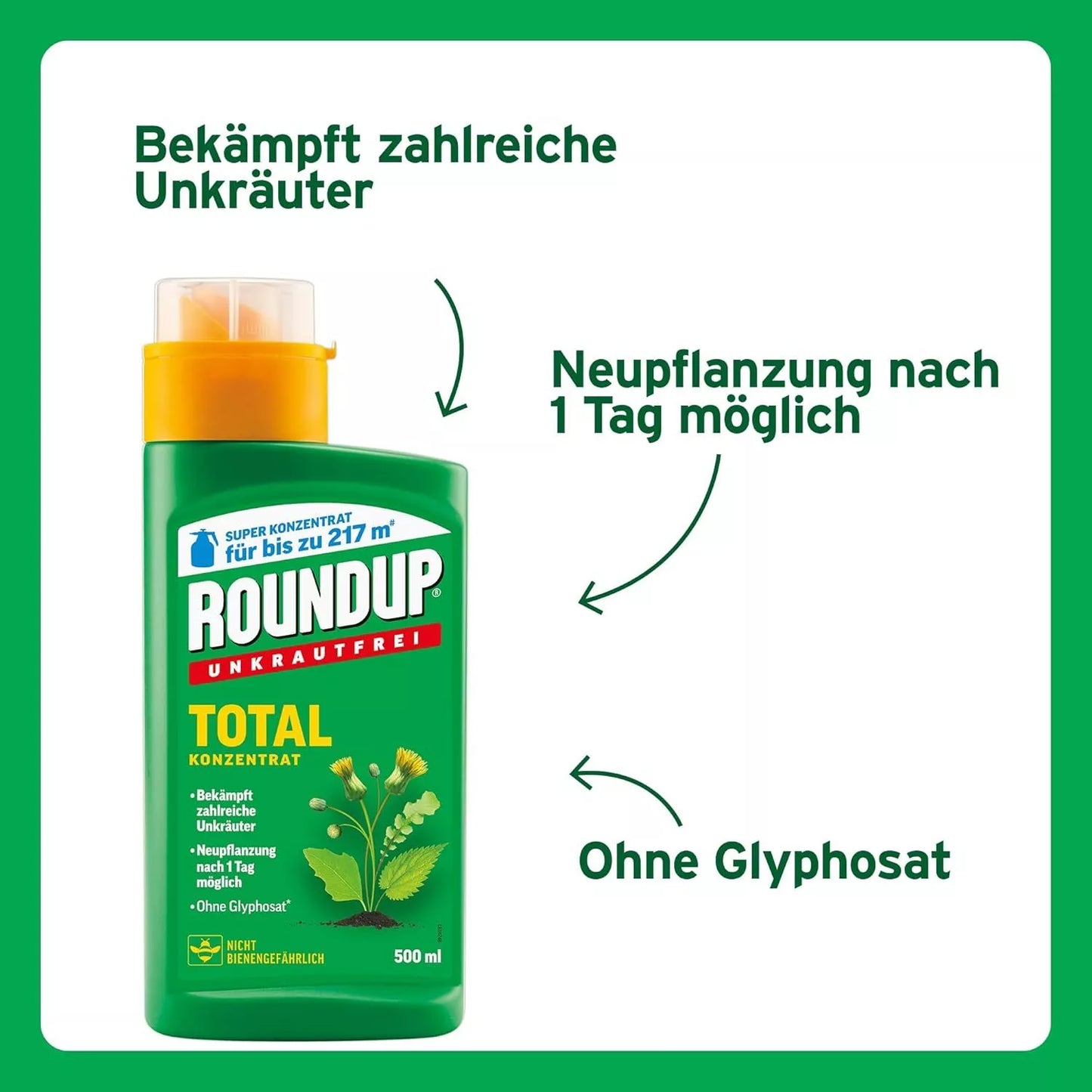 Roundup Désherbant Total Herbicide Non Sélectif Contre Les Mauvaise Herbe 500 ml ''Sans Glyphosate''