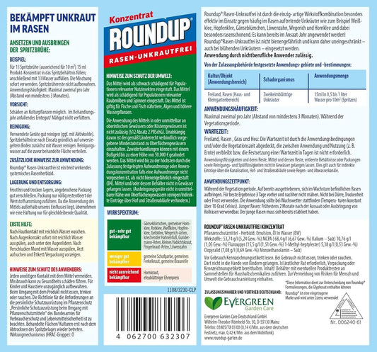 ROUNDUP Désherbant sélectif efficace pour jardin, herbicide gazon et pelouse 500 ml ''Sans Glyphosate''